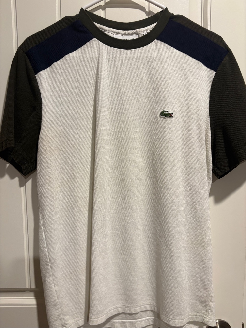 Lacoste White Crewneck Colorblock Short Sleeve Tee